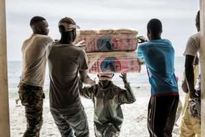 Exports of fish have plummeted because of the coronavirus crisis -- fewer boats are going out, and fish that had been earmarked for export are being sold locally for half the price, or kept in cold storage until they find a local buyer. By JOHN WESSELS (AFP)