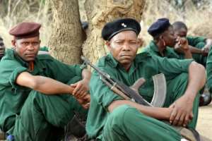 Fighters of the former Mozambican rebel movement 