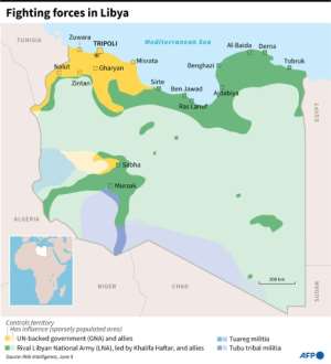 Map showing the positions of forces fighting in Libya. By (AFP)