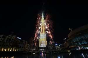 Fireworks explode in Dubai at the Burj Khalifah, the world's tallest building, on New Year's Eve 2020. By - (AFP)