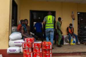 Food aid at a Lagos warehouse. By Benson IBEABUCHI (AFP)