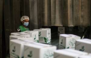 Food boxes await distribution to those left in severe poverty due to Egypt's lockdown. By Mohamed el-Shahed (AFP)
