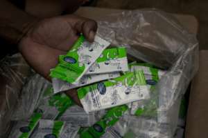 Food supplements distributed to infants in Ifotaka (2018 file picture). By RIJASOLO (AFP/File)
