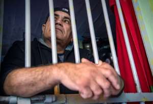 Former prisoner Mohamed Bentazout, released in 2020 after 20 years in jail, has built a replica of his cell at his family house in the city of Kenitra. By FADEL SENNA (AFP)