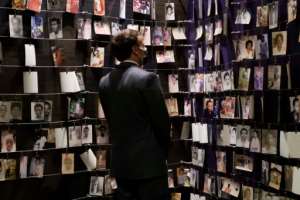 French President Emmanuel Macron visited the Kigali Genocide Memorial during his short trip. By Ludovic MARIN (AFP)