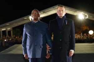 French President Emmanuel Macron and Mali's President Ibrahim Boubacar Keita together laid wreaths in memory of Africa's World War I soldiers. By PHILIPPE WOJAZER (POOL/AFP)