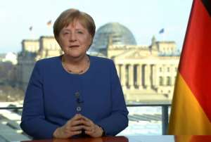 German Chancellor Angela Merkel addressing the nation on the spread of the new coronavirus COVID-19. By Uta TOCHTERMANN (AFP)