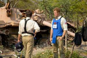 Harry has had a long interest in landmine clearance -- he visited Angola in 2013 to see the work of the Halo Trust first-hand (file picture). By THE HALO TRUST (THE HALO TRUST/AFP)