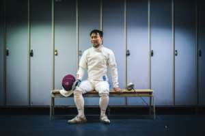 Hon Sum Ray Lau is a 38-year-old high school mathematics teacher in Hong Kong, who will face off with fellow fencers at the games. By Lucas Barioulet (AFP)