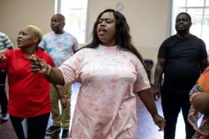 In the groove: Phumla Nkhumeleni in rehearsal at the Scouts Hall in Rosebank, Johannesburg. By WIKUS DE WET (AFP)