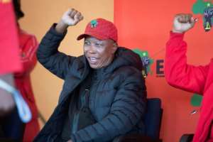 Julius Malema, leader of the Economic Freedom Fighters (EFF) -- the ANC's rivals on the left. By RODGER BOSCH (AFP)