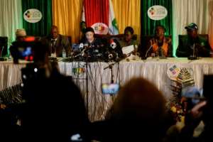 Justice Priscilla Chigumba (C) declares Emmerson Mnangagwa the winner of Monday's presidential election. By Zinyange AUNTONY (AFP)