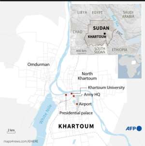 Map of Khartoum in Sudan..  By Vincent LEFAI (AFP)