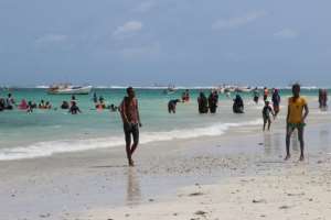 Leisure-seeking residents have flocked to Lido beach, which has seen a restaurant construction boom. By Abdirazak Hussein FARAH (AFP)