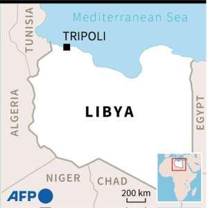 Map showing Tripoli, Libya where an air strike on a migrant detention centre left at least 40 people dead. By Vincent LEFAI (AFP)