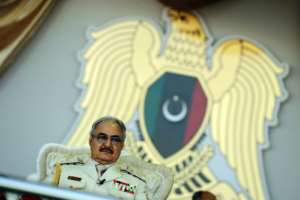 Libyan strongman Khalifa Haftar, pictured in May 2018, has said he hopes for dialogue on the conflict in his country. By Abdullah DOMA (AFP/File)