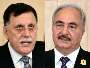 Libyan Prime Minister Fayez al Sarraj, backed by the United Nations, is involved in a power struggle with former Gaddafi commander, strongman Khalifa Haftar. By FETHI BELAID, HO (AFP)