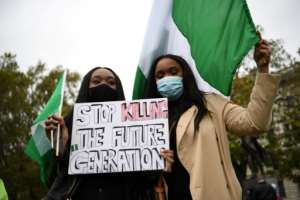 London protest: The Nigerian diaspora was an influential part of the campaign. By Daniel LEAL-OLIVAS (AFP)