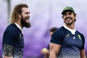 Lock Eben Etzebeth (R) is a key man in South Africa's pack. By Anne-Christine POUJOULAT (AFP)