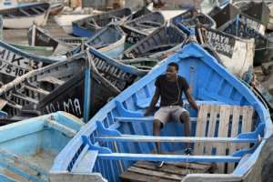 'Mamadou' was one of more than 50 people who took a boat from Nouadibou in Mauritania in August 2020 that got lost at sea for two weeks. He was one of just 11 survivors. By LLUIS GENE (AFP)