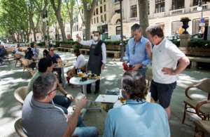 Many Spaniards enjoyed new freedoms on outdoor terraces after weeks of stay-home orders. By JAIME REINA (AFP)