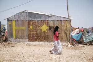 Makeshift camps are rising outside cities in Somalia as rural communities flee worsening natural disasters. By EDUARDO SOTERAS (AFP)