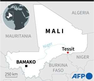 Map of Mali locating Bamako and the Kati camp. By Sébastien CASTERAN (AFP)