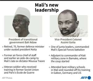 Mali's interim leaders. By Jonathan WALTER (AFP)
