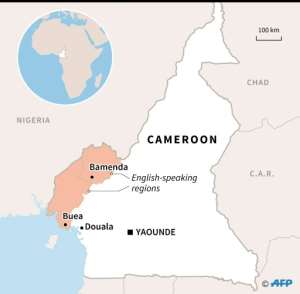 Map of Cameroon, locating English-speaking regions. By (AFP)