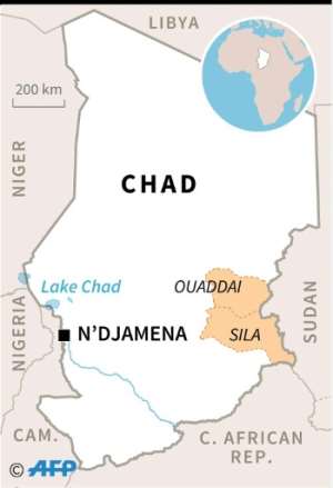 Map of Chad locating the eastern provinces of Sila and Ouaddai.. By (AFP)