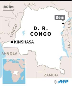 Map of Democratic Republic of Congo locating Beni.. By (AFP)