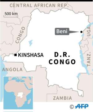 Map of DR Congo locating Beni, where the ADF militia is active. By (AFP)