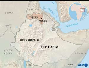 Map of Ethiopia locating Mekele in Tigray. By Simon MALFATTO (AFP/File)