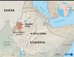 Map of Ethiopia locating Metekel area.  By Simon MALFATTO (AFP)