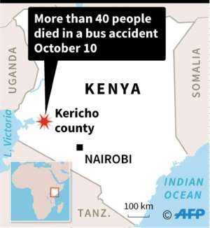 Map of Kenya locating a bus accident that has left more than 40 people dead. By AFP (AFP)