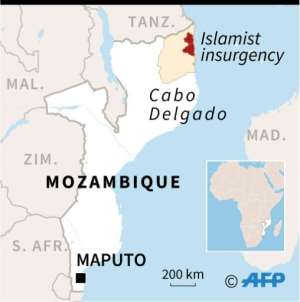Map of Mozambique, showing districts of Cabo Delgado province affected by the Islamist insurgency. By Gillian HANDYSIDE (AFP)