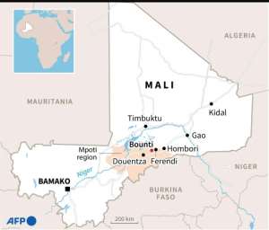 Map of Mali locating the town of Douentza and the city of Timbuktu. By Manel MENGUELTI (AFP/File)