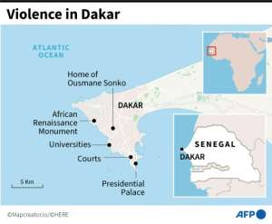 Map of Senegal and the capital Dakar.  By Aude GENET (AFP)