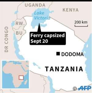 Map of Tanzania locating Lake Victoria, where a ferry capsized Thursday.  By Gal ROMA (AFP)