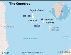 Map of the Comoros archipelago, showing the position of Mutsamudu, scene of days of clashes between rebels and security forces. By Kun TIAN (AFP)