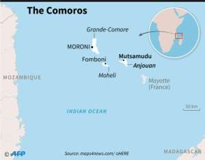 Map of the Comoros archipelago, showing the position of Mutsamudu, scene of days of clashes between rebels and security forces.  By Kun TIAN (AFP)