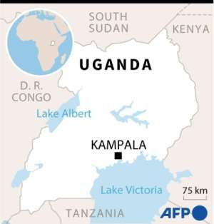 Map of Uganda locating the capital Kampala.. By (AFP)