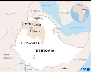 Map locating the village of Chenna in the Amhara region of Ethiopia.. By Aude GENET (AFP)