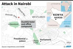 Map locating Tuesday's attack in Nairobi.  By  (AFP)