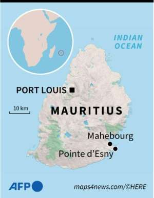 Map of Mauritius, locating Pointe d'Esny, where a cargo vessel struck a reef on July 25, and Mahebourg, one of the areas worst-hit by the ensuing fuel spill. By Anne-Sophie THILL (AFP)