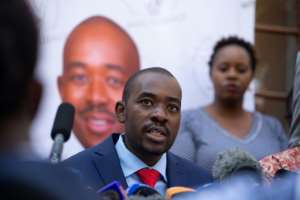 MDC leader Nelson Chamisa has attacked the election results as fraudulent. By Jekesai NJIKIZANA (AFP)