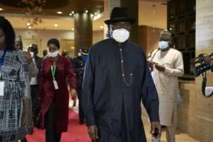 Mediator: Former Nigerian president Goodluck Jonathan, pictured in Bamako during a contact mission on July 23. By MICHELE CATTANI (AFP)