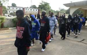 Migrants brought home from Libya arrive in Benin, capital of Edo State in midwest Nigeria, after being stranded in the volatile North African country en route to Europe.