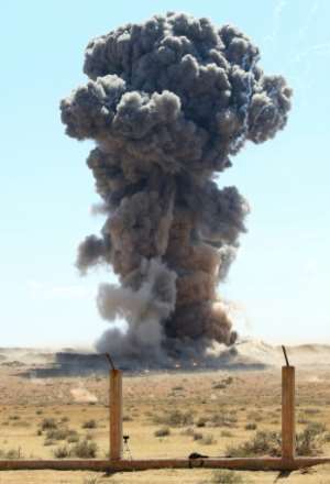 Military engineers of the UN-recognised Libyan Government of National Accord detonate an explosive device, uncovered from areas south of the capital, in the Libyan capital Tripoli on October 12. By Mahmud TURKIA (AFP/File)