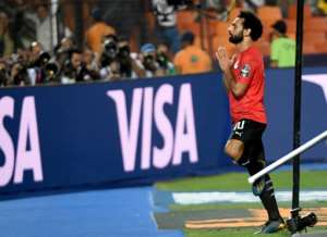 Mohamed Salah thanked fans after scoring for Egypt in Cairo in June. By Khaled DESOUKI (AFP)
